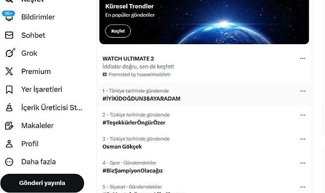 Baki Ersoy'un paylaştığı #İyiKiDoğdun38AyarAdam etiketi X gündeminde 1. sırada yer aldı