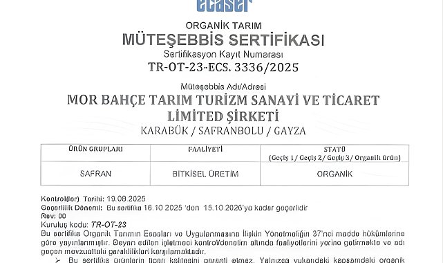 BAKKA destekleriyle safran üretiminde organik üretime geçildi