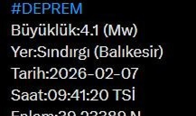 Balıkesir'de 4.1 büyüklüğünde deprem