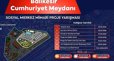 Balıkesir'de Cumhuriyet Meydanı için mimari proje yarışması