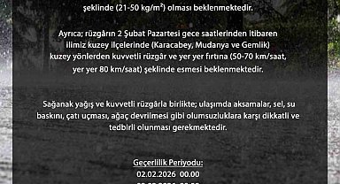 Bursa genelinde kuvvetli sağanak bekleniyor