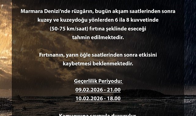 Bursa Valiliği'nden Marmara için fırtına uyarısı
