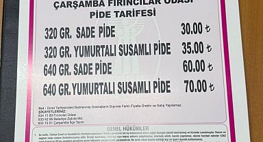 Çarşamba'da pide fiyatları belli oldu