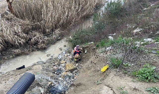 Dere yatağına düşen oğlağı kurtarmak isteyen kadın mahsur kaldı