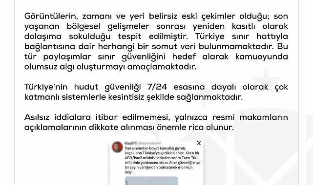 DMM: "İran sınırından Türkiye'ye kaçak giriş yapıldığı iddiasıyla paylaşılan görüntüler dezenformasyon içermektedir"