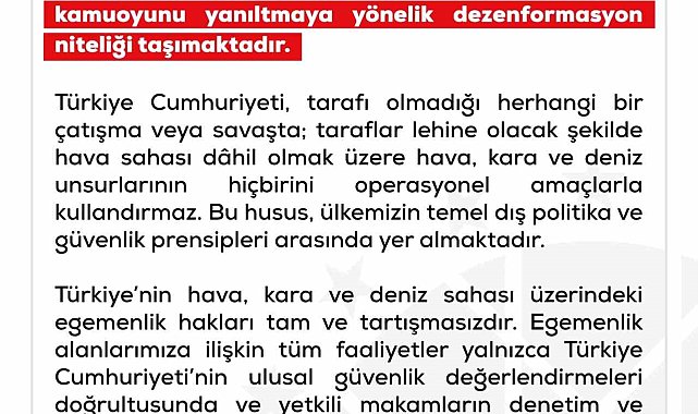 DMM: "Türkiye'nin İran'a yönelik son saldırılara destek verdiği yönündeki iddialar tamamen asılsızdır"