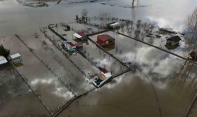 Edirne'de taşkının izleri havadan görüntülendi