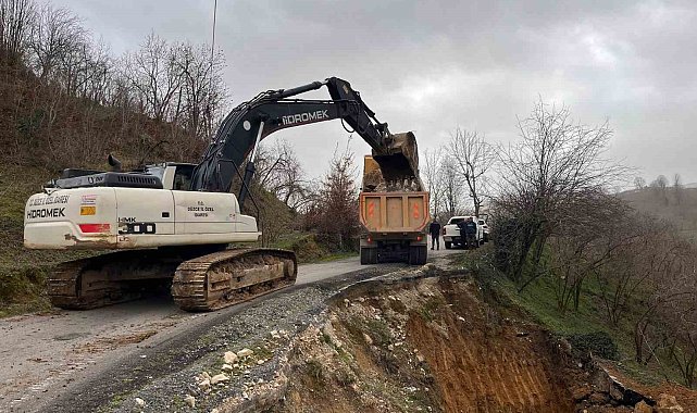 Heyelanlı bölgede çalışma yapıldı