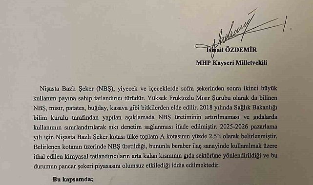 İsmail Özdemir'den şeker fabrikalarının sorunları hakkında soru önergesi