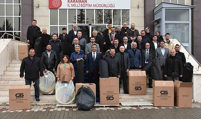 Karaman'da okullara spor malzemesi desteği