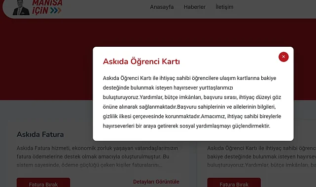 Manisa Büyükşehir'den 'askıda' destek