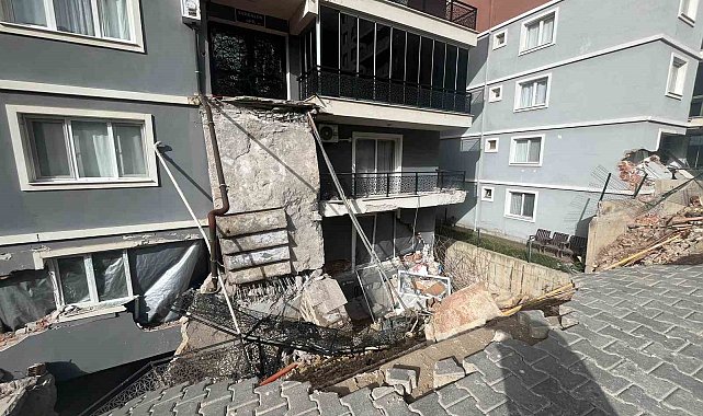 Menemen'de istinat duvarı çöken bölgede çalışmalar ikinci gününde