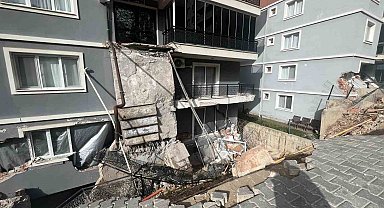 Menemen'de istinat duvarı çöken bölgede çalışmalar ikinci gününde