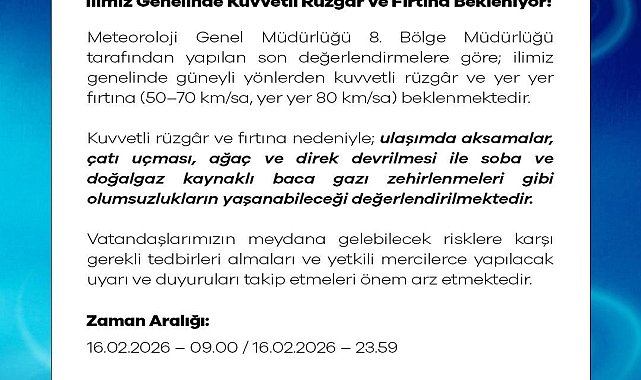 Niğde için kuvvetli rüzgar ve fırtına uyarısı