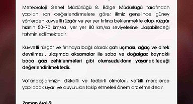 Niğde Valiliği'nden kuvvetli rüzgar uyarısı