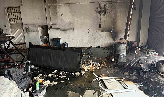 Osmaniye'de devrilen ısıtıcı yangına neden oldu
