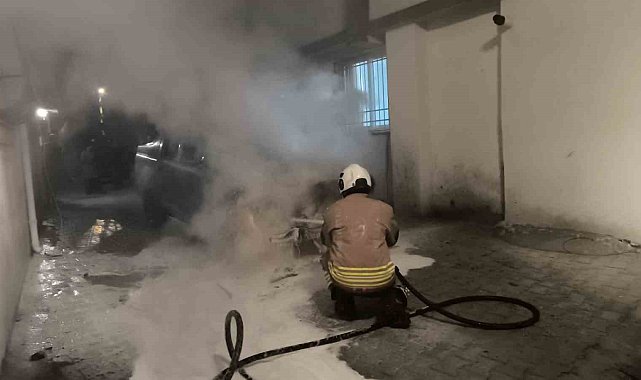 Park halindeki otomobil alevlere teslim oldu