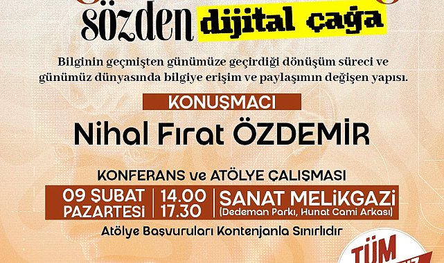 Sanat Melikgazi'de konferans ve atölye bir arada yapılacak