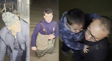 Selde kalan 11 kişilik aile kurtarıldı