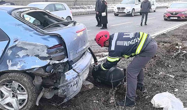 Trafik kazası sonrası araçtan kopan LPG tankı korku dolu anlar yaşattı