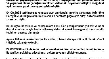 14 yaşındaki kız çocuğunun taciz iddialarına verilen beraat kararına Bakanlık itiraz edecek