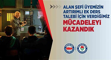 Alan şefi öğretmen artırımlı ek ders mücadelesini kazandı