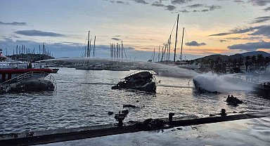 Bodrum'da 7 motoryat yanarak battı