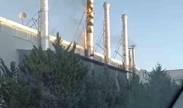 Bursa'da fabrika bacasında yangın çıktı
