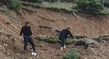 Çamura saplanan keçi son anda kurtarıldı