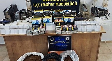 Edirne'de kaçak tütün ve makaron operasyonu