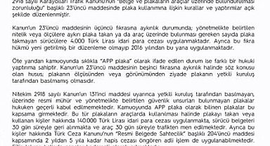 EGM'den "'APP plaka" açıklaması: Resmi mühür ve güvenlik unsurları bulunmayan plakaları kullananlara 140 bin lira ceza uygulanacak