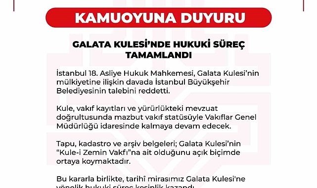 Galata Kulesi davasında mahkemeden İBB'ye ret kararı