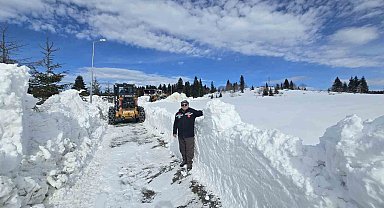 Giresun'un turizm merkezi Kulakkaya Yaylası'nda kar kalınlığı 2 metreyi buldu