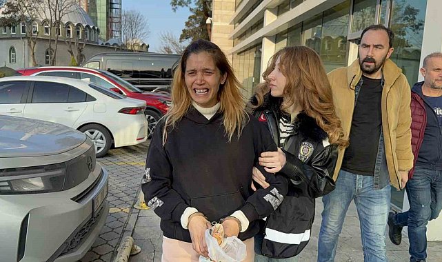 Hırsızlık suçundan 60 kaydı bulunan 8 çocuk annesi kadın tutuklanınca ağlayarak cezaevine götürüldü