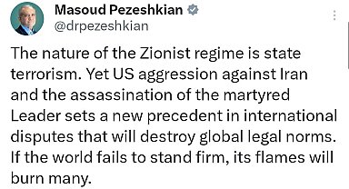 İran Cumhurbaşkanı Pezeşkiyan'dan dünyaya uyarı