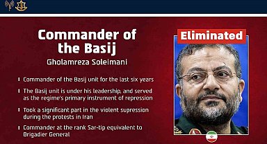 İsrail ordusu: "İran Devrim Muhafızları Besic Gücü Komutanı Süleymani öldürüldü"