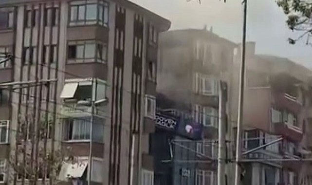 İzmit'te 7 katlı binanın çatısındaki bacadan çıkan yangın korkuttu