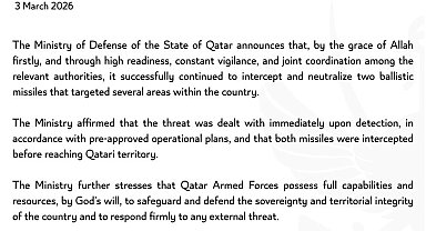 Katar Savunma Bakanlığı: "2 balistik füze daha engellendi"
