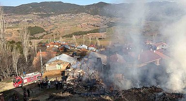 Köyde korkutan yangın: Evler ve ahırlar küle döndü