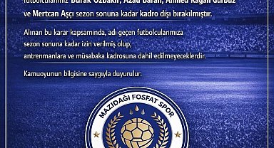 Mazıdağı Fosfatspor'da 4 futbolcu kadro dışı bırakıldı