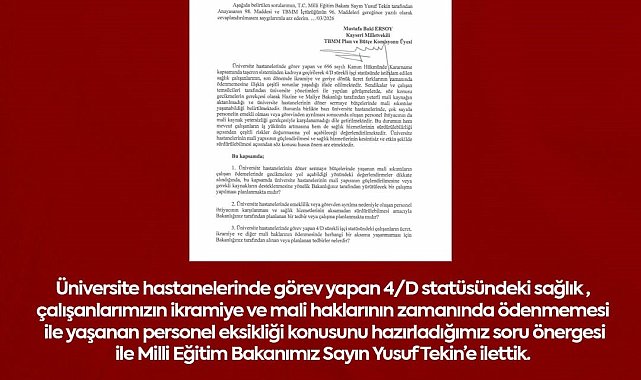 MHP'li Ersoy, üniversite hastanelerindeki mali sorunları TBMM gündemine taşıdı