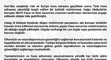 MSB: "Türk hava sahasına yönelen balistik mühimmat Doğu Akdeniz'de etkisiz hale getirildi"