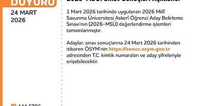 MSÜ sonuçları açıklandı
