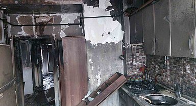 Samsun'da apartman dairesi küle döndü