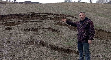 Tokat'ta yağış sonrası heyelan tarlayı kullanılamaz hale getirdi
