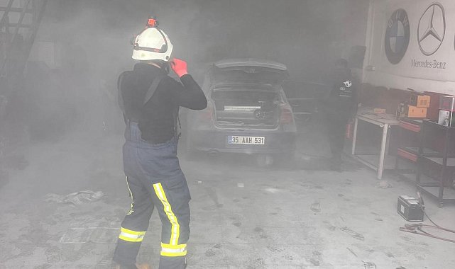 Van oto sanayisinde otomobil yangını
