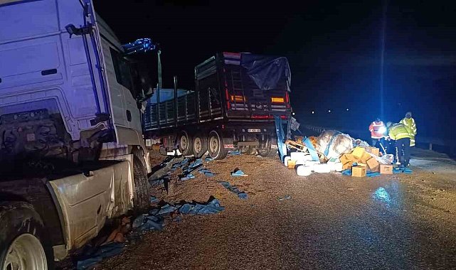 Zirai gübre yüklü tır devrildi: 1 yaralı