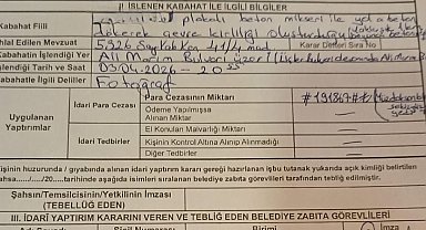 1 kilometre boyunca yola beton döken miksere 191 bin lira ceza kesildi