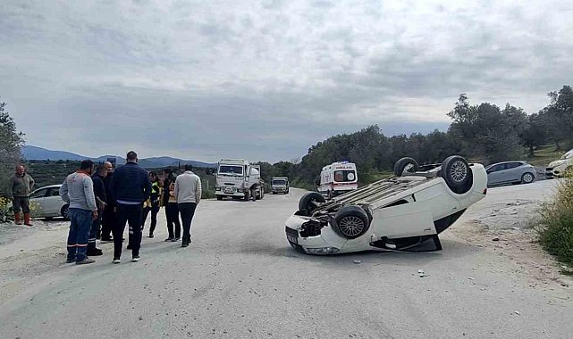 80 yaşındaki sürücü takla atan araçtan sağ çıktı