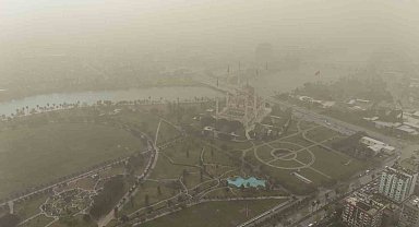 Adana'da toz taşınımı havadan görüntülendi